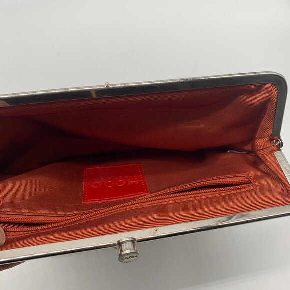 Hobo Snakeskin Patterned Lauren Leather Double Frame Clutch - Picture 14 of 15